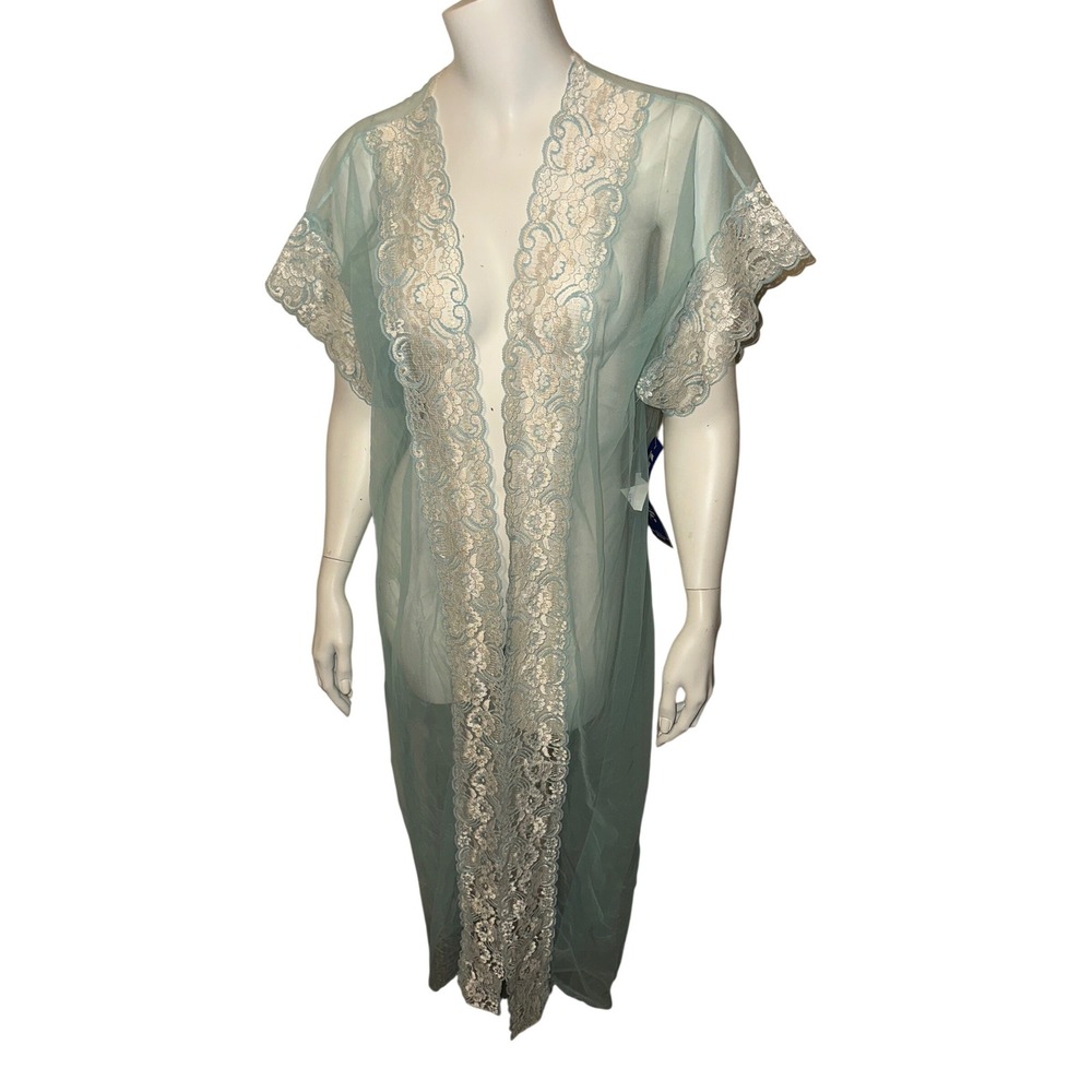 Triangle Vintage Sheer Robe Gown Lingerie Size Medium Nylon Bridal Lace‎ USA